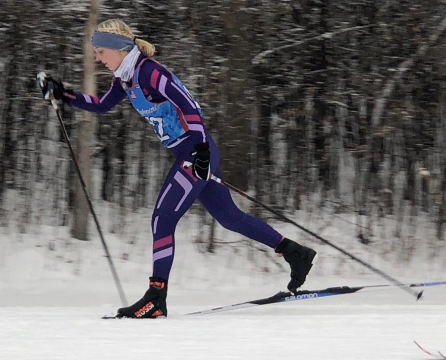 Senior Elsie Hatlevig is the lone NPHS member of the Prior Lake Savage nordic ski team.