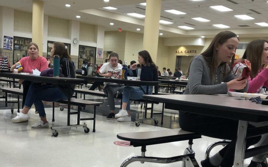 Lunches are back to full capacity with tables spread out into the entry way and locker bank area to accommodate distancing.