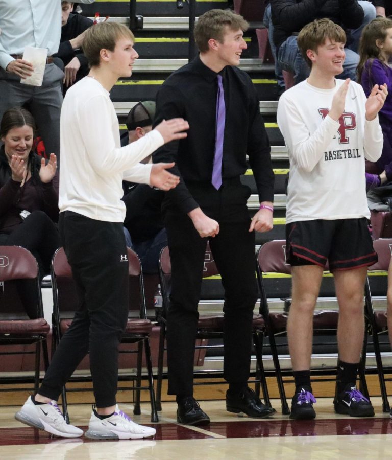 Senior varsity basketball player Spencer LaRue, who was diagnosed with cancer January 12, was back with his team for their game against Waconia on January 20.  The crowd dressed in purple to support him.